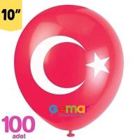 Ay Yıldız Türk Bayrak Baskılı Balon