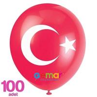 Ay Yıldız Türk Bayrak Baskılı Balon