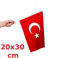 Alpaka Kumaş Sopalı Türk Bayrağı (20x30 cm)