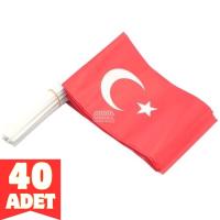 Çubuklu Türk Bayrağı 40 Adet (20x30 cm)